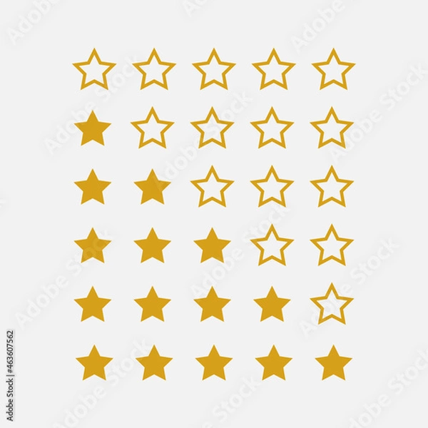 Fototapeta Star rating in flat style. Star rating review icon. Five stars rating icon. Premium quality. Five gold stars. Customer service.