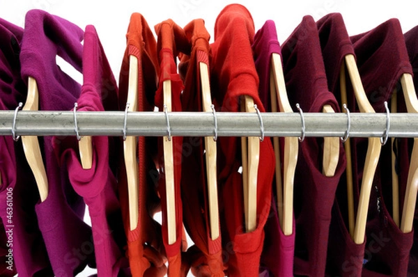 Fototapeta Top view rack colorful shirts