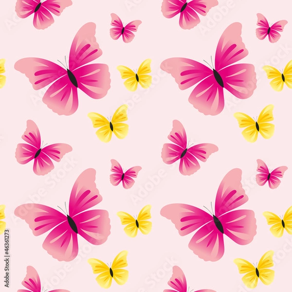 Fototapeta Seamless pattern with butterflies.
