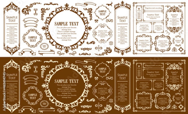 Fototapeta クリスマスをイメージしたフレームデザインのセット。アンティーク。ビンテージ。エレガント