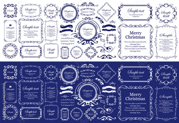 Fototapeta クリスマスをイメージしたフレームデザインのセット。アンティーク。ビンテージ。エレガント