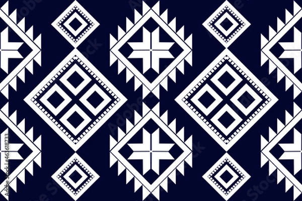 Fototapeta Geometric ethnic pattern seamless design for background or wallpaper. Ikat fabric pattern design concept. indian pattern fabric.black and white color patern.