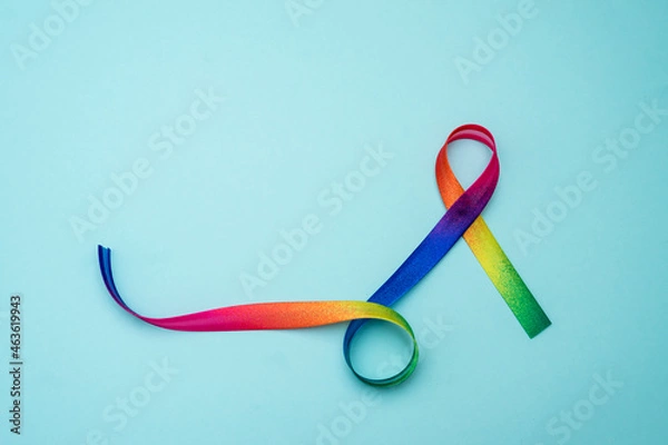 Fototapeta Rainbow ribbon awareness. LGBT community. World aids day, people with HIV concept