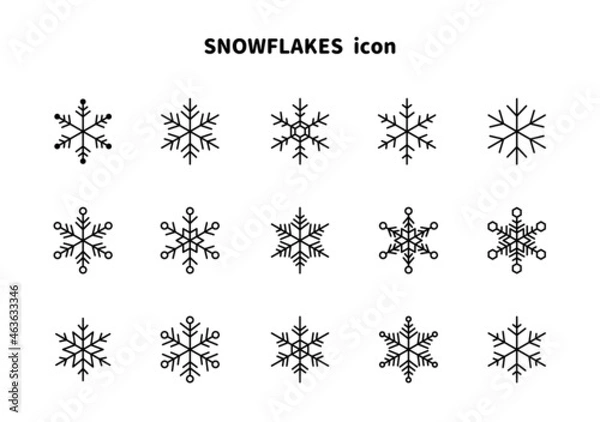 Fototapeta 雪の結晶　太線　セット