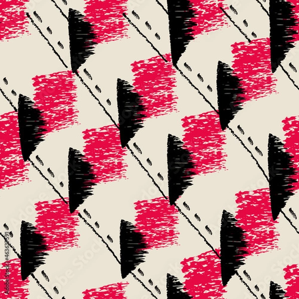 Fototapeta Vector black red blots white ivory repeat pattern