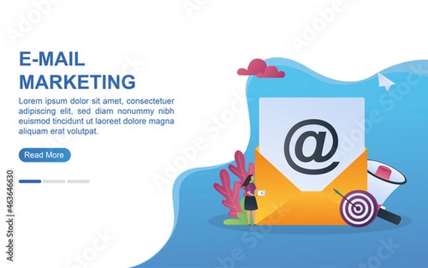 Fototapeta Illustration concept of e-mail marketing with megaphone dan target.