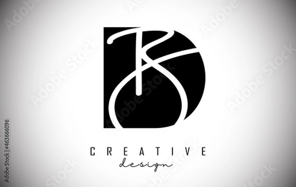 Fototapeta Letters DB d b Logo with a minimalist design. Letters D and B with geometric and handwritten typography.