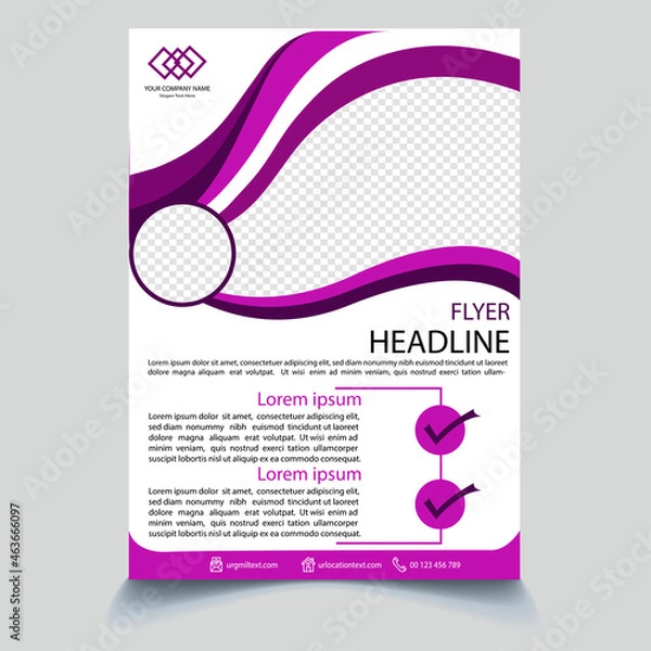 Obraz A4 flyer design template. Flyer Corporate Template Design, graphic elements, Template Design, abstract business flyer, layout.