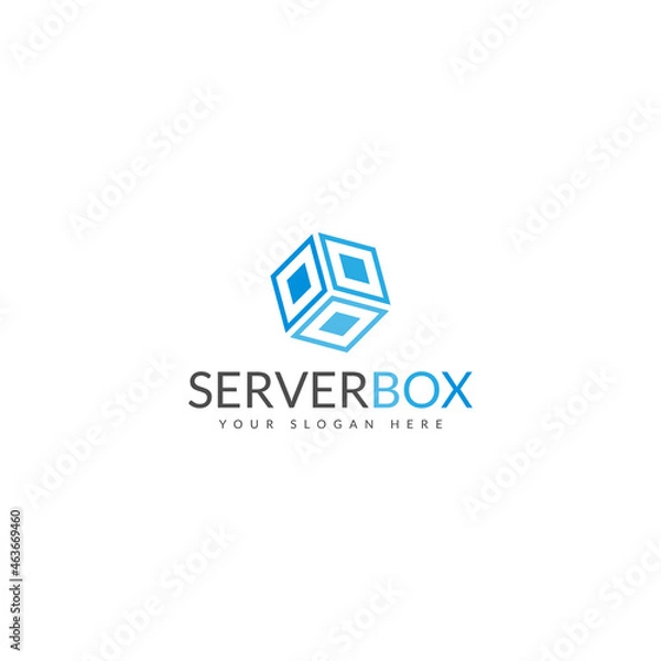 Obraz modern hexagon box cube tech technology logo with connecting dots