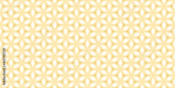 Fototapeta Colorful floral geometric grid pattern. Seamless minimalist linear  yellow, orange, white ornament with flower, diamond shapes. Vector illustration used for design wallpaper, wrapping, covers
