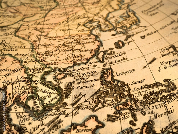 Fototapeta アンティークの古地図　フィリピンと南シナ海