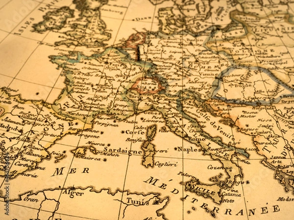 Fototapeta アンティークの世界地図　ヨーロッパ