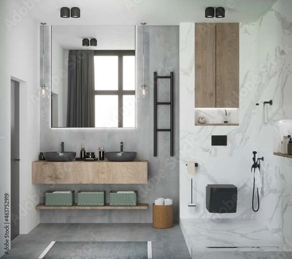Fototapeta 3d rendering of marble bathroom