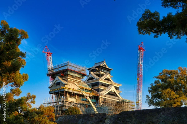 Obraz Kumamoto Castle during reconstruction work after the Kumamoto earthquake