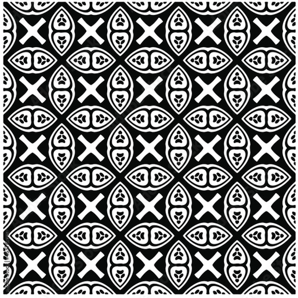 Fototapeta Seamless vector pattern in geometric ornamental style. Black pattern.