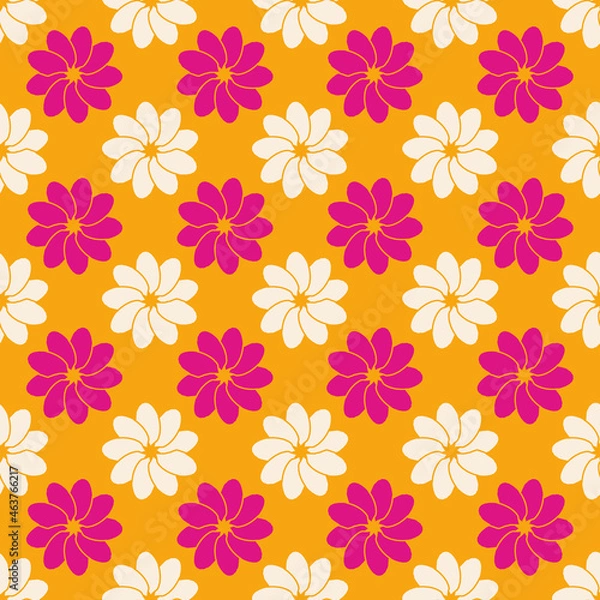 Fototapeta RETRO trendy seamless pattern with fuchsia orange and offwhite repeat pattern print background