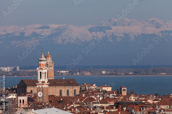 Fototapeta View from the Bacino to the Alps; Venice, Veneto; Italy