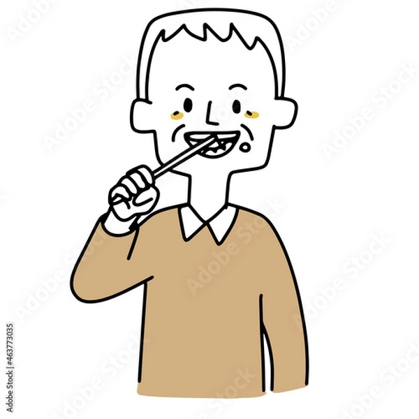 Fototapeta 歯磨きをしている高齢男性