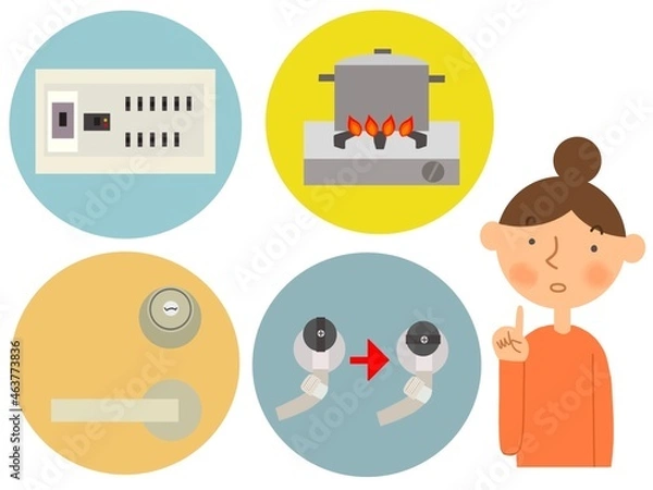 Obraz 地震・災害時に確認する箇所のイラスト