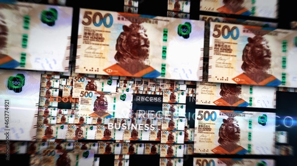 Fototapeta Hong Kong Dollar growing pile of money concept illustration