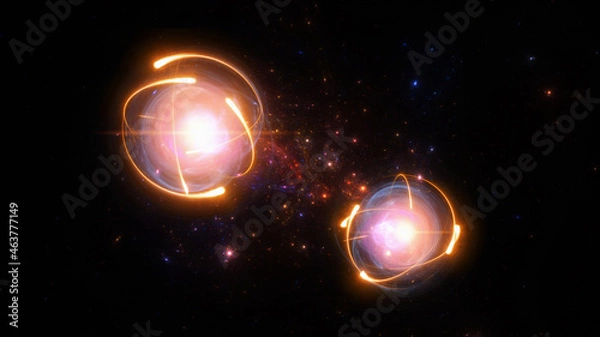 Fototapeta Quantum technology concept.Quantum physics Deep learning artificial intelligence. Big data algorithms visualization of the future.3d rendering.