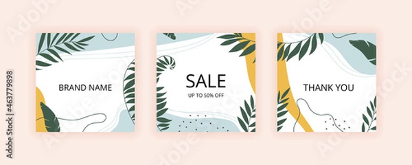 Fototapeta Set of Editable abstract square banner template.