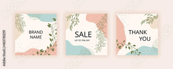 Fototapeta Set of Editable abstract square banner template.
