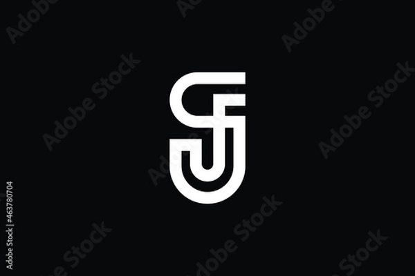 Fototapeta SJ logo letter design on luxury background. JS logo monogram initials letter concept. SJ icon logo design. JS elegant and Professional letter icon design on black background. S J JS SJ