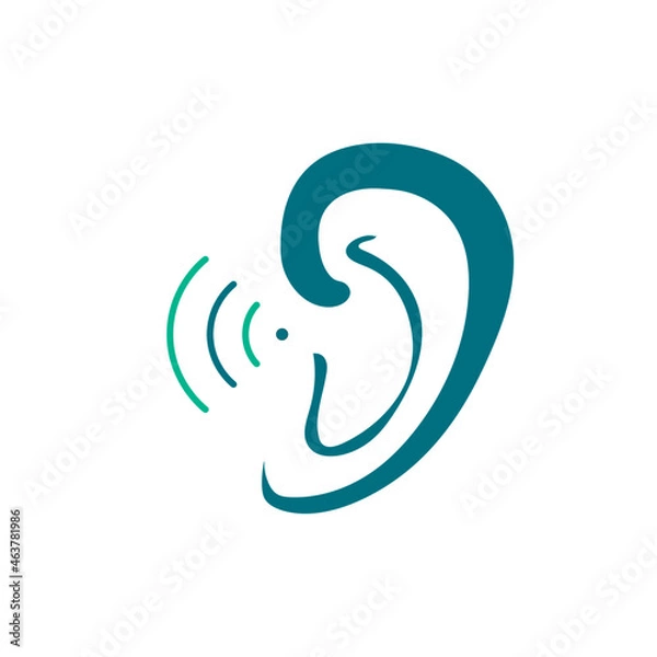 Fototapeta Ear logo health. Ear or hearing line art icon. Earn logo symbols and template for apps and websites. Hearing loss with Sound Wave