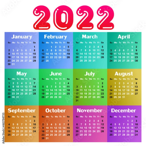 Fototapeta A calendar template for a year 2022.
