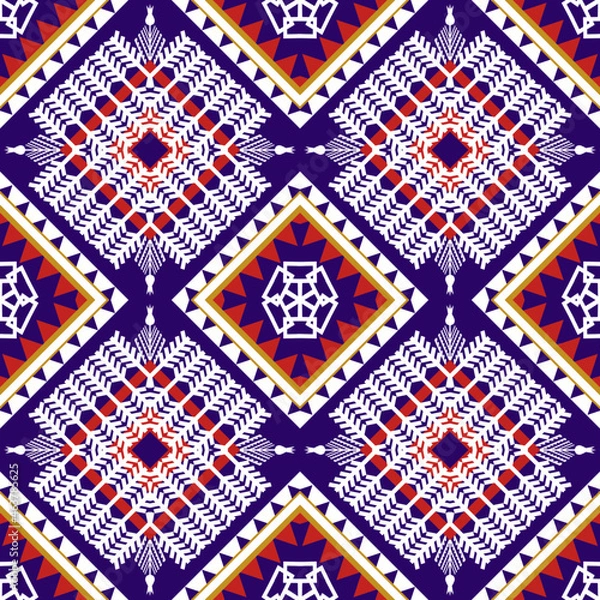 Fototapeta Geometric ethnic oriental seamless pattern art traditional Design for background,carpet,wallpaper,clothing,wrapping,Batik,fabric,Vector illustration.embroidery style.