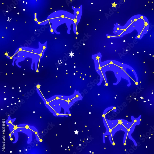 Obraz seamless pattern constellation of cats