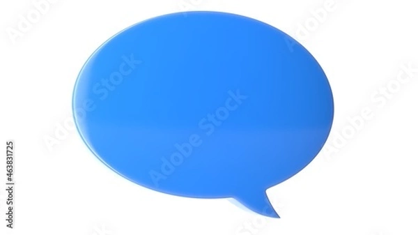 Fototapeta 3D illustration of blue text message balloon isolated on white