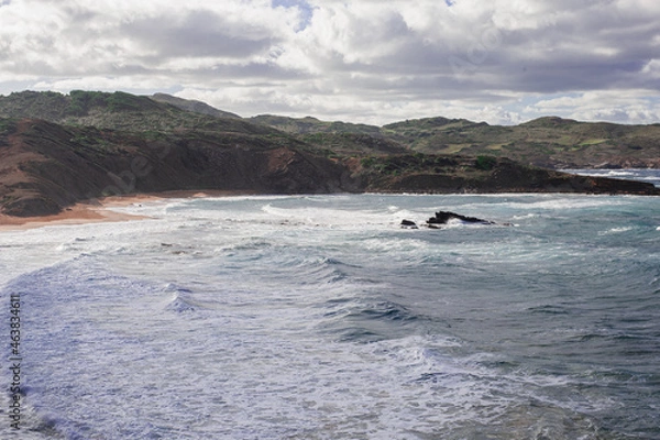 Fototapeta view of the bay from above of the mediterranean sea of the island of menorca