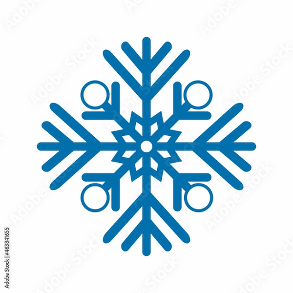 Fototapeta Blue snowflake on white background. Winter snowflake shape. Vector illustration