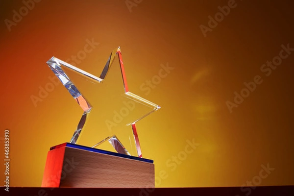 Fototapeta close up low angle view group of star shape crystal  trophy