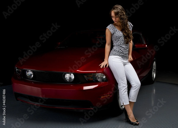 Obraz Admiring her car