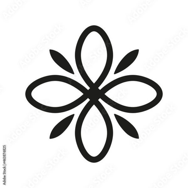 Fototapeta Flower-shaped icon, design element, logo concept for your brand, black outline isolated on white background, vector illustration
