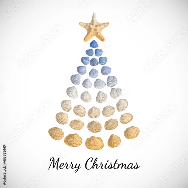 Obraz Nautical christmas tree with seashells