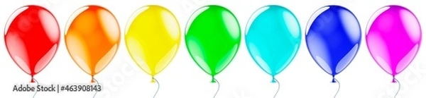 Fototapeta Row from colorful party balloons, 3D rendering