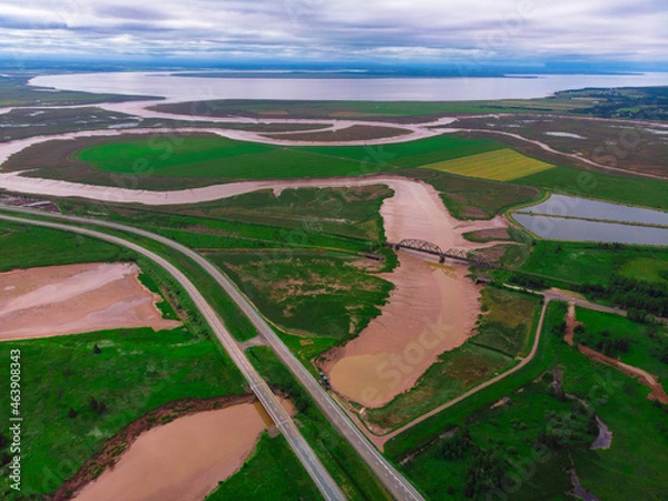 Obraz Train trestle crossing a muddy river