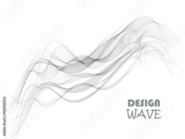 Obraz Abstract smooth gray wave vector. Curve flow grey motion illustration