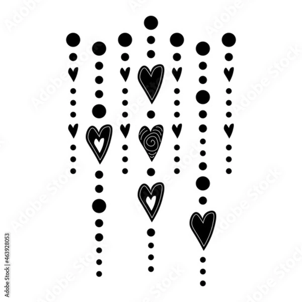 Obraz Vector hand drawn hanging hearts in boho style.