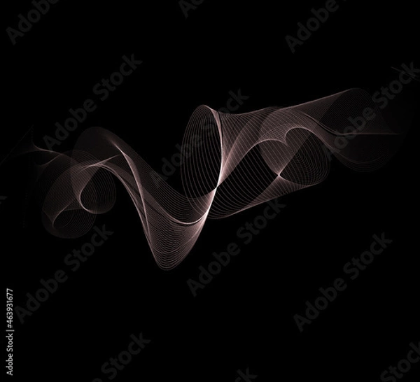 Obraz Wave 3d. Abstract wave dots in dark background. Technology vector background