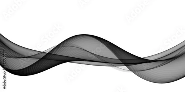 Fototapeta Abstract black wave on a white background	