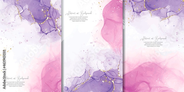 Fototapeta Set of Hand Painted Abstract Alcohol Ink Background