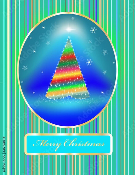 Fototapeta card a fir-tree with toys