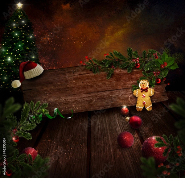 Obraz Chritmas design - Night Xmas tree