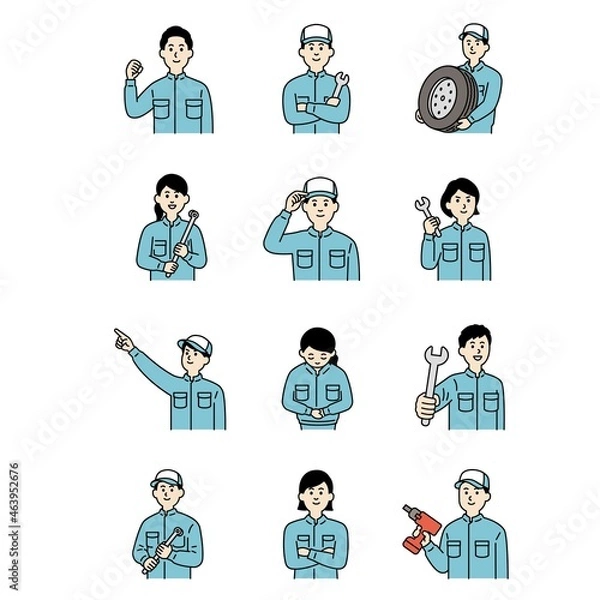 Obraz 整備士さんのイラスト上半身　カラー