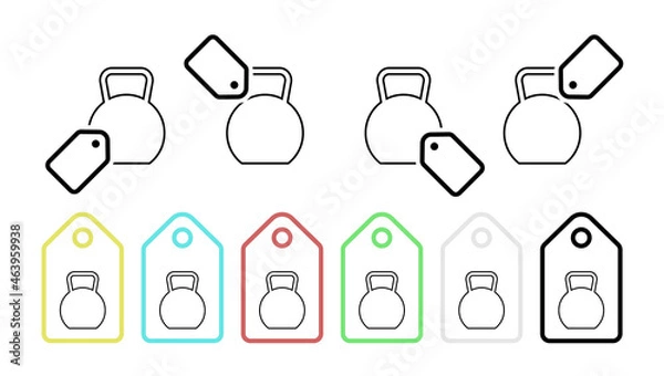 Fototapeta Sport, dumbbell vector icon in tag set illustration for ui and ux, website or mobile application